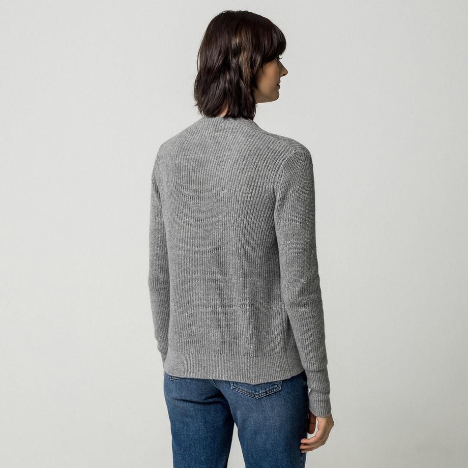 Manor Woman Pull-over en tricot côtelé à devant ouvert  