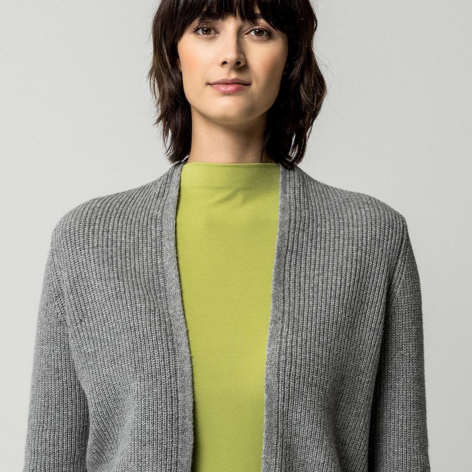 Manor Woman Pull-over en tricot côtelé à devant ouvert  
