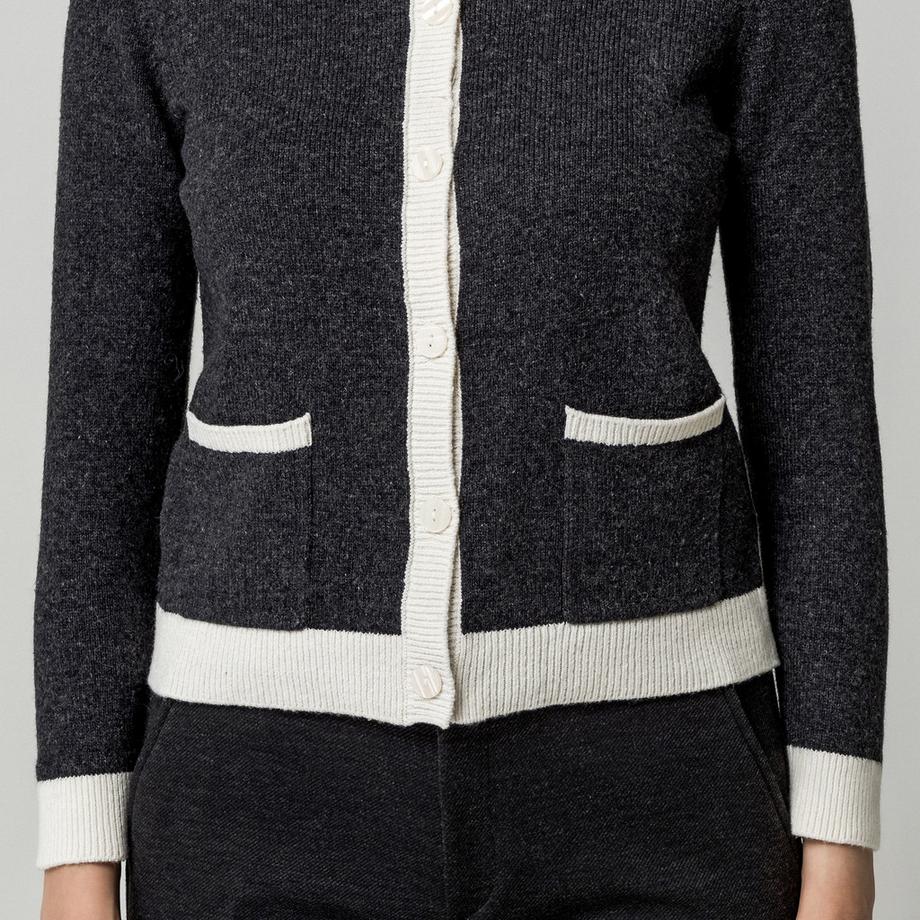 Manor Woman Pullover Cardigan à Bordure Contrastée  
