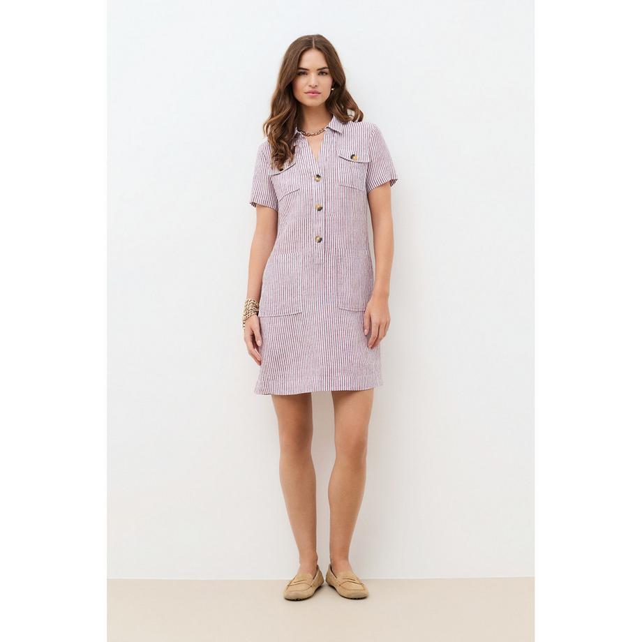 Caroll Gestreiftes Kurzarm Hemdblusenkleid  