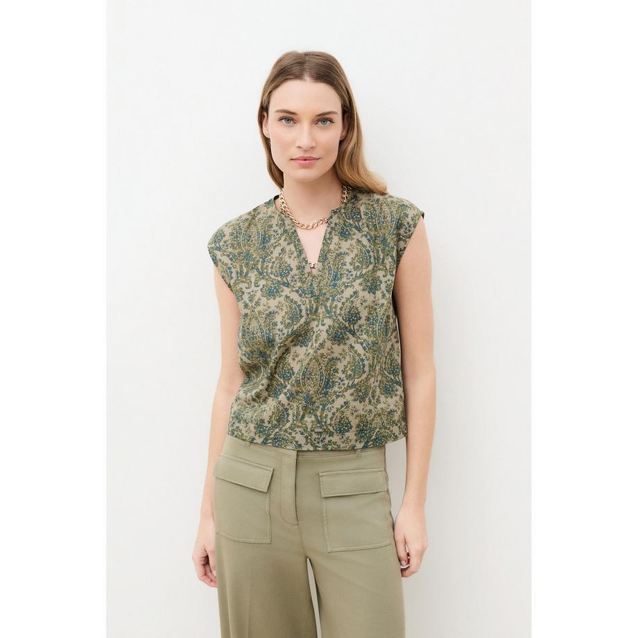 Top, col V, sans manches