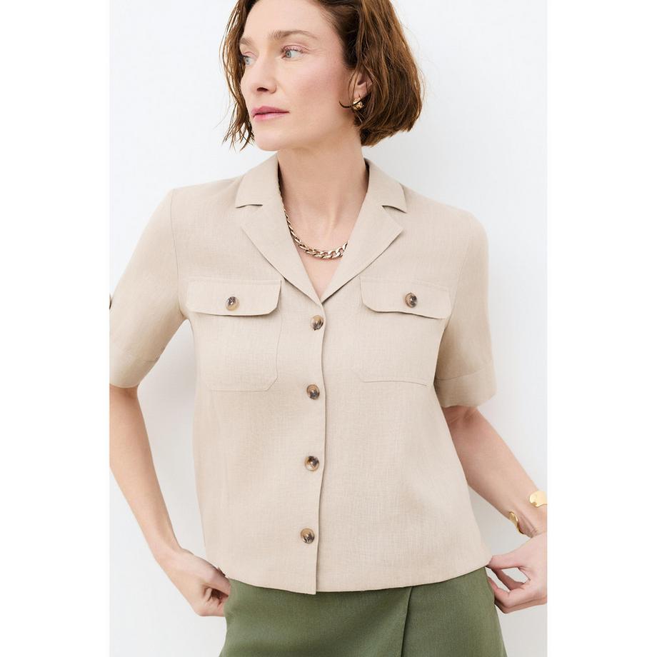 Chemise lin, manches courtes