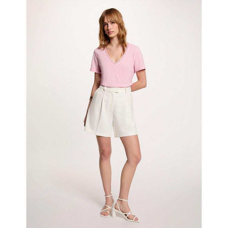 MORGAN T-shirt scollo a V con bordo in pizzo  