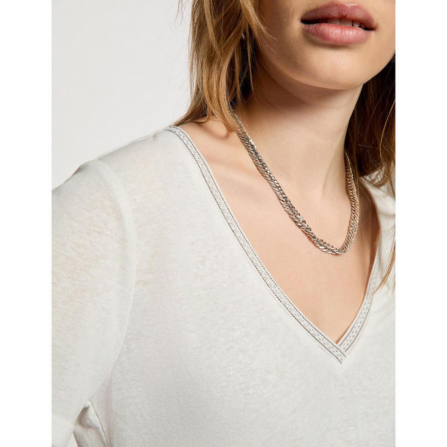MORGAN T-Shirt Col V Manches Courtes  