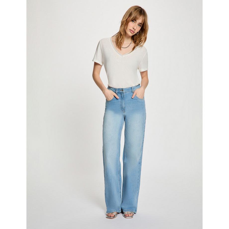 MORGAN T-Shirt Col V Manches Courtes  