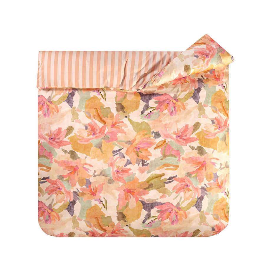 Kas Lucinda Housse de couette fleurie rayée  