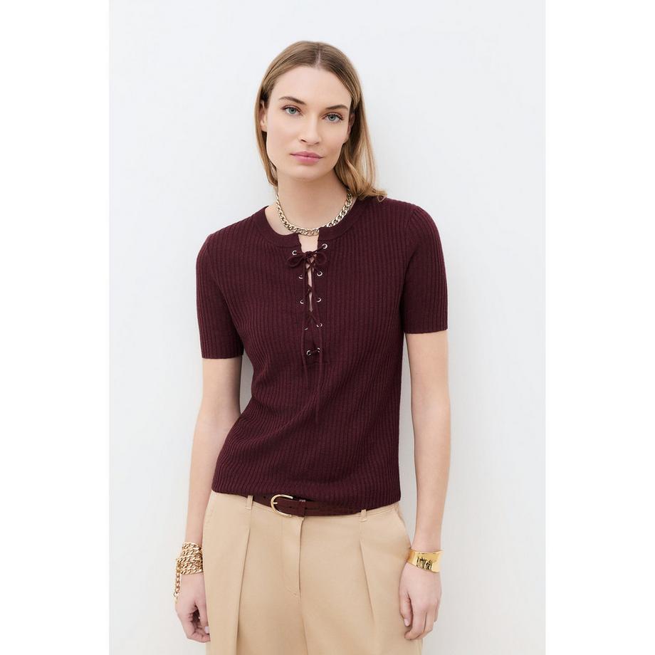 Pull, col V, manches courtes