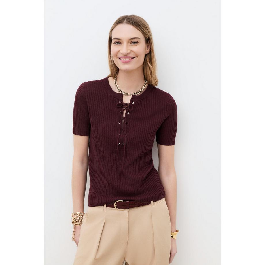 Caroll Pull Col V Manches Courtes  