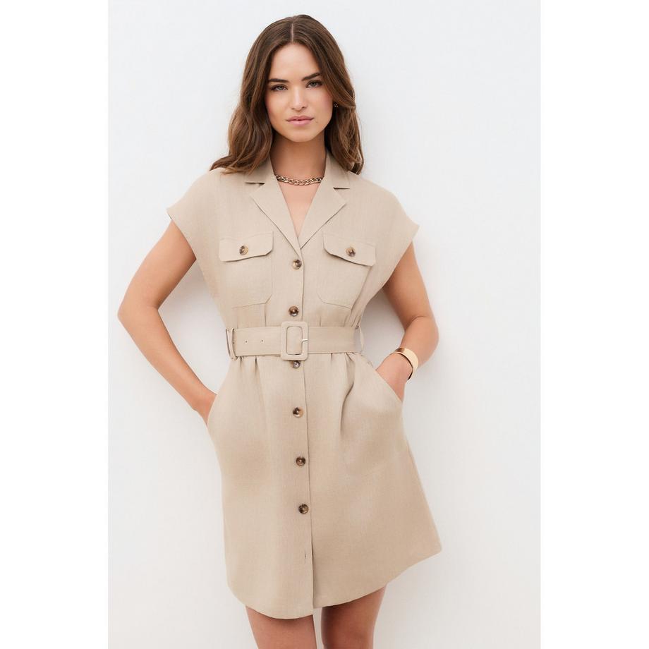 Robe en lin, manches courtes