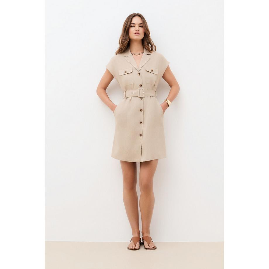 Caroll Robe Courte en Lin Manches Courtes  