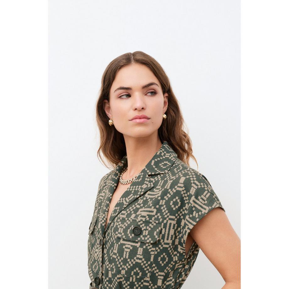 Caroll Robe chemise à motifs avec ceinture  