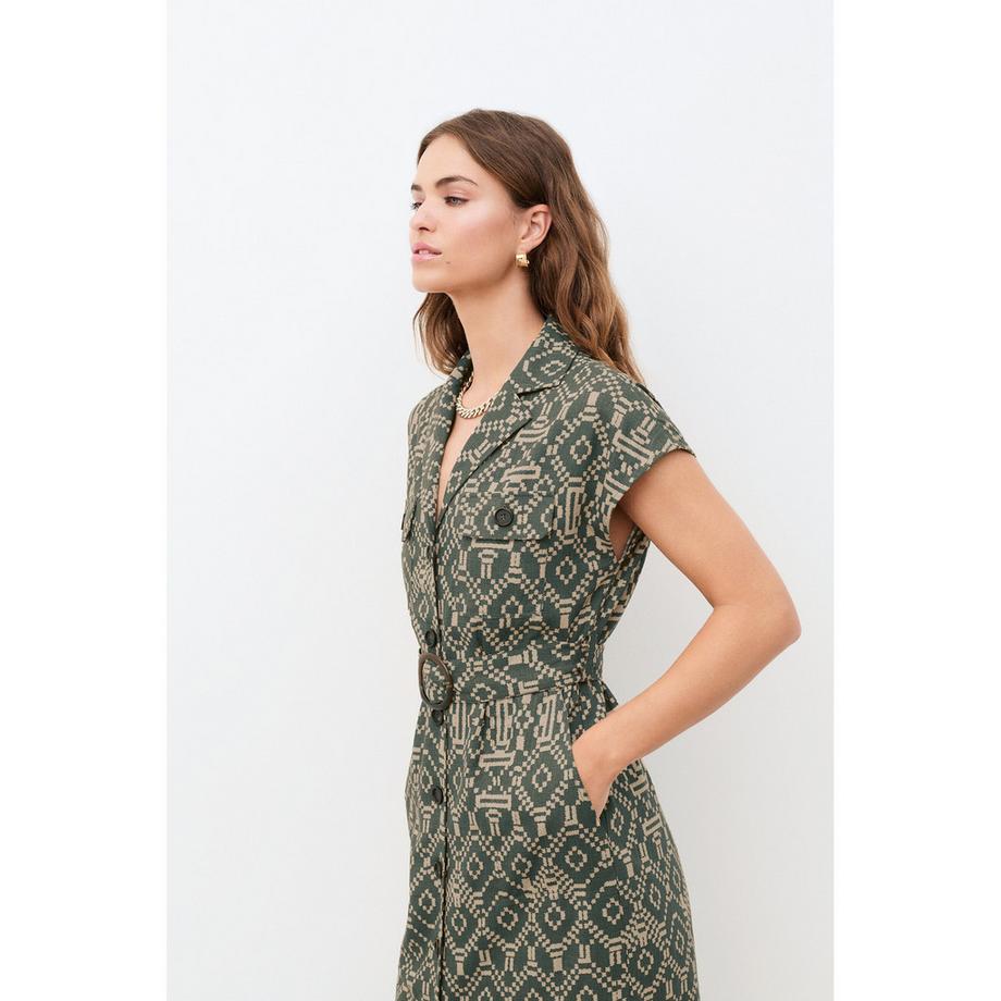 Caroll Robe chemise à motifs avec ceinture  