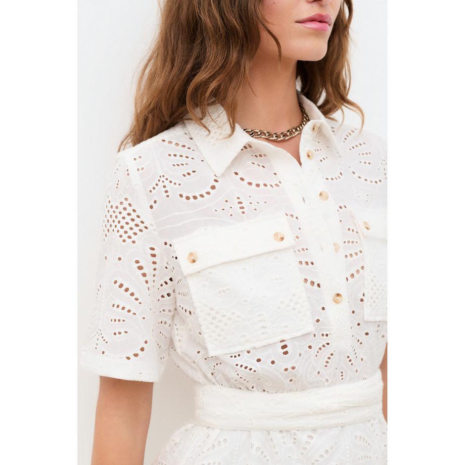 Caroll Robe Courte en Lin Manches Courtes  