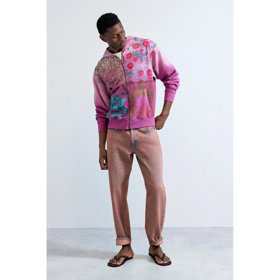 Desigual Sweat à Capuche Zippé Imprimé Floral  