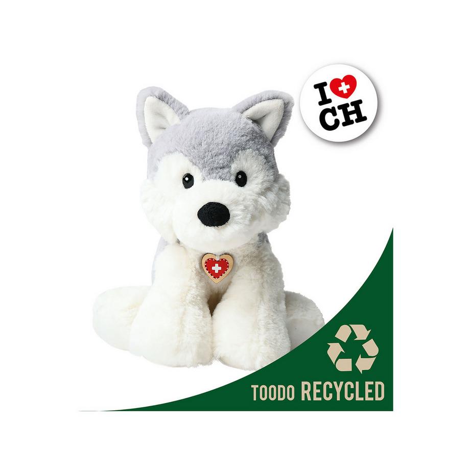 Loup avec cœur en bois 18cm