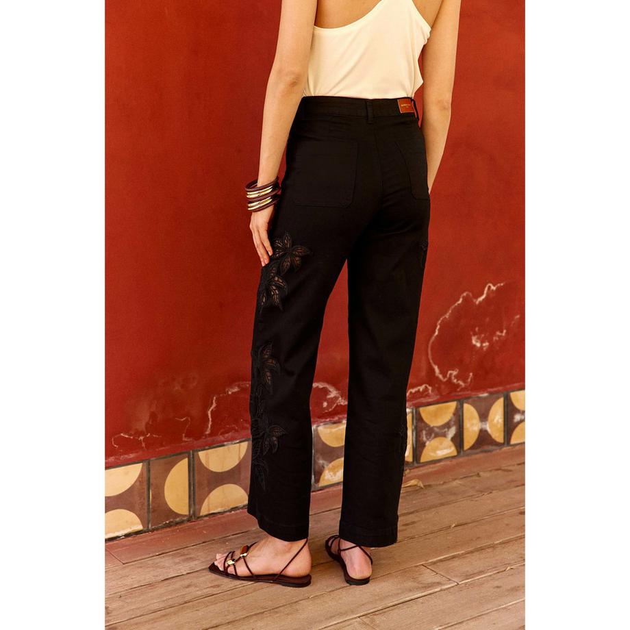 La Petite Etoile Jeans mit Blumenstickerei Straight Leg  