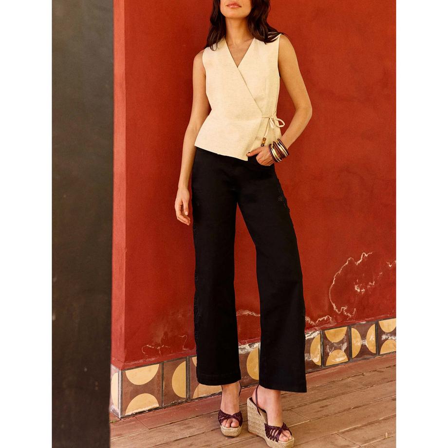 La Petite Etoile Jeans mit Blumenstickerei Straight Leg  