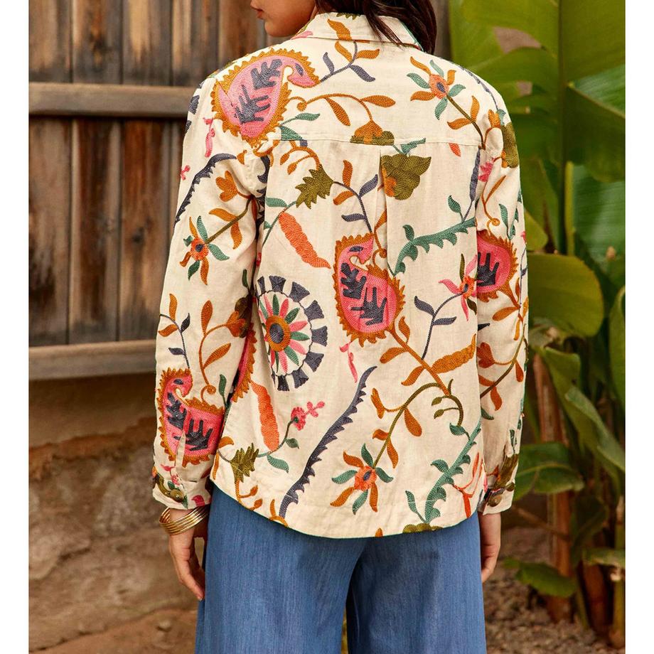La Petite Etoile Veste brodée fleurie  