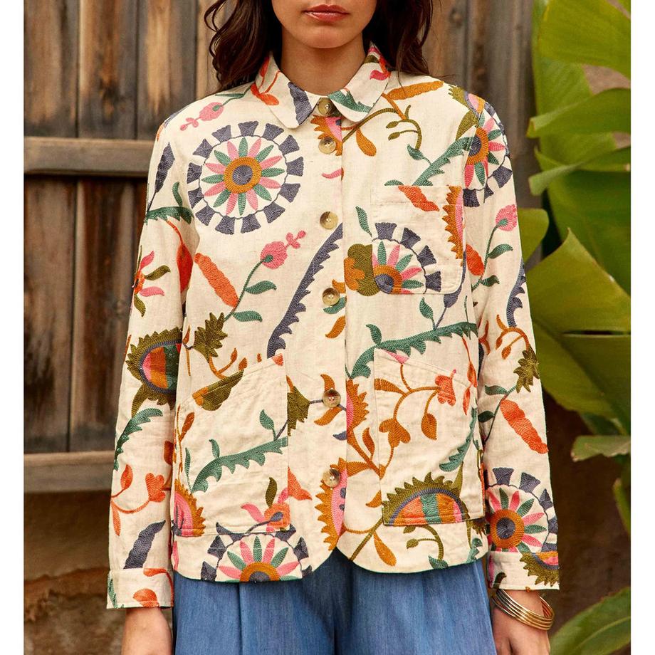 La Petite Etoile Veste brodée fleurie  