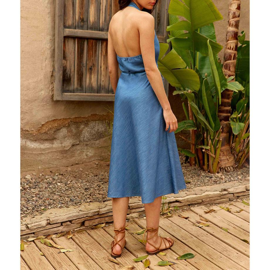 La Petite Etoile Robe mi-longue à col halter avec ceinture nouée  
