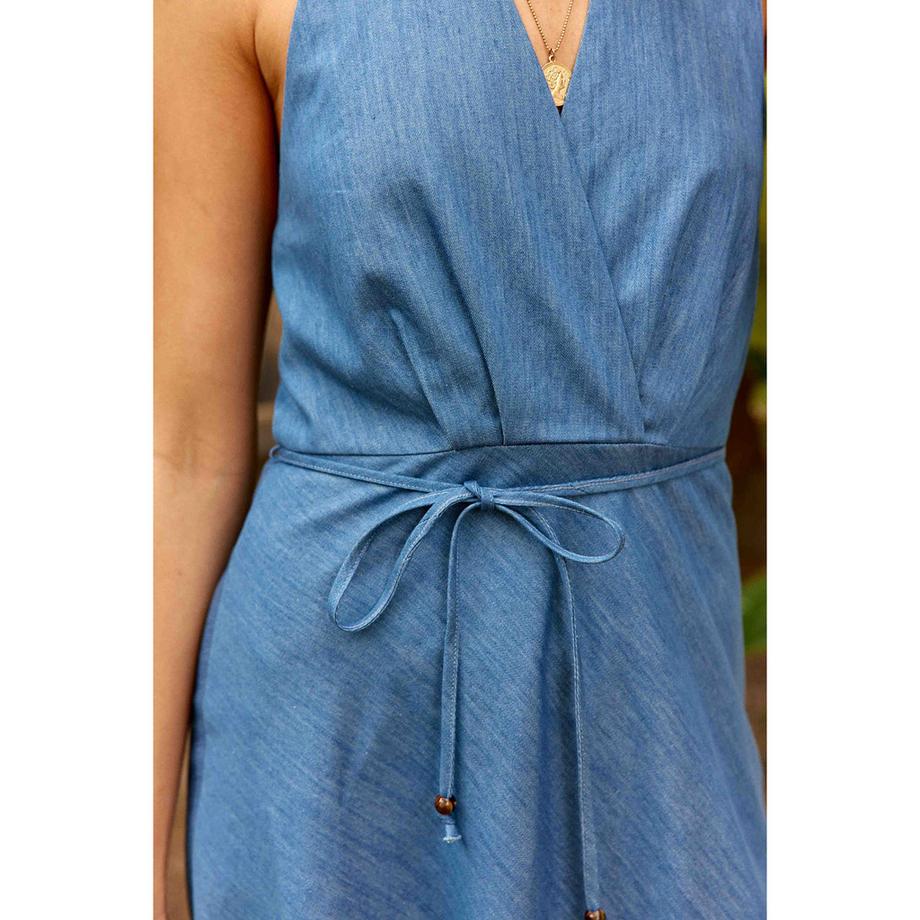 La Petite Etoile Robe mi-longue à col halter avec ceinture nouée  
