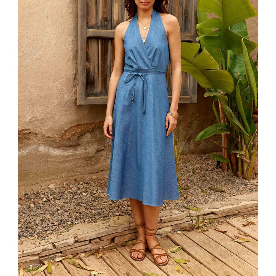 La Petite Etoile Robe mi-longue à col halter avec ceinture nouée  