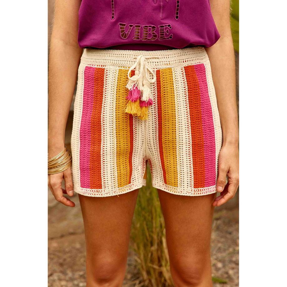 La Petite Etoile Short a righe in crochet  
