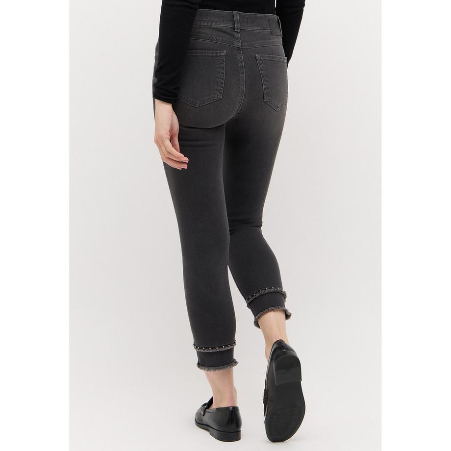 ANGELS ORNELLA EDGY Jeans skinny noires coupées avec détail de clous  