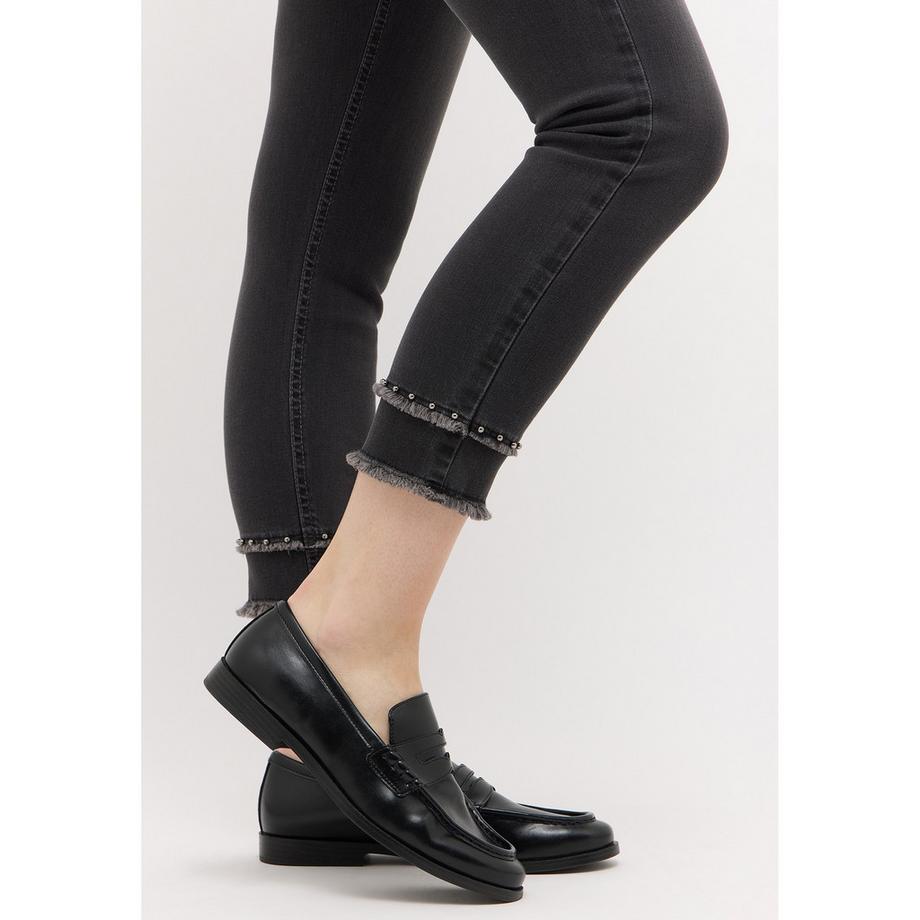 ANGELS ORNELLA EDGY Jeans skinny noires coupées avec détail de clous  