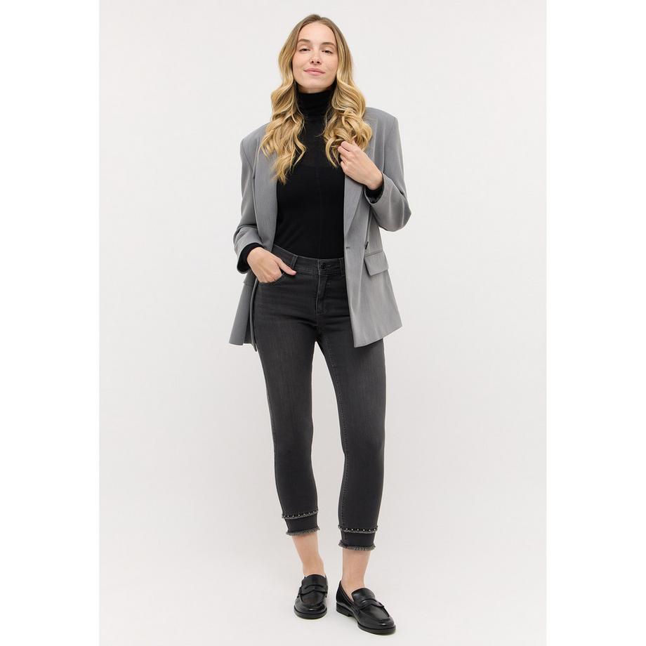 ANGELS ORNELLA EDGY Jeans skinny noires coupées avec détail de clous  
