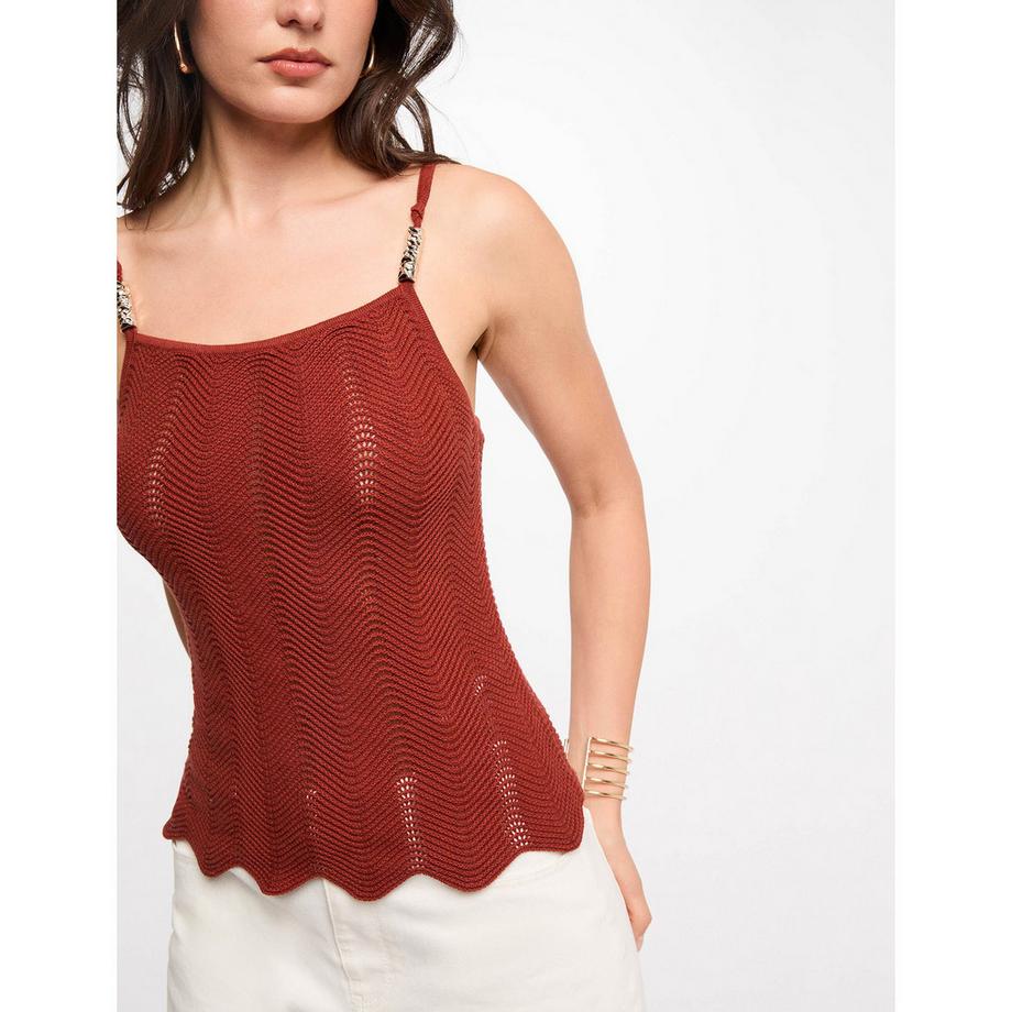 MORGAN Maglione in maglia con spalline decorative  