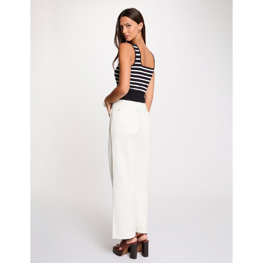 MORGAN Gestreifter Pullover mit eckigem Ausschnitt  