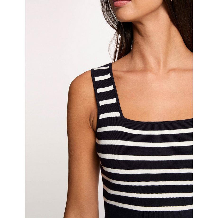 MORGAN Gestreifter Pullover mit eckigem Ausschnitt  