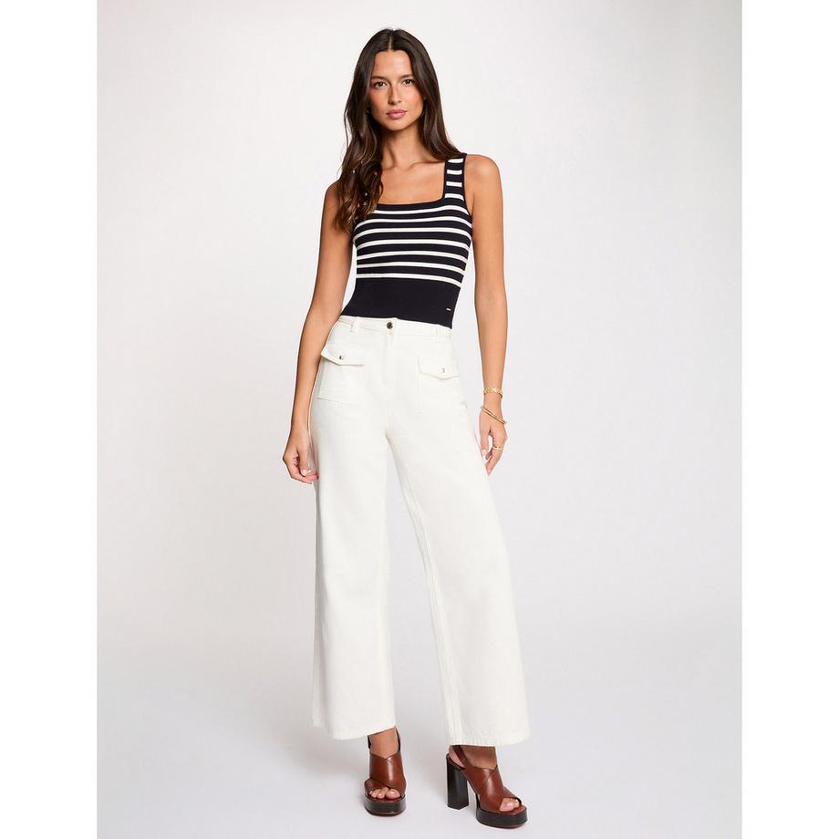 MORGAN Gestreifter Pullover mit eckigem Ausschnitt  