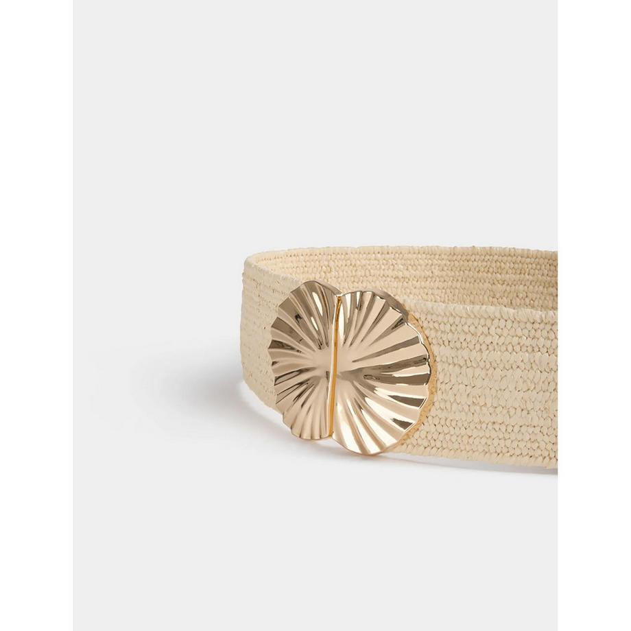 MORGAN Ceinture en raphia tressé avec boucle dorée  