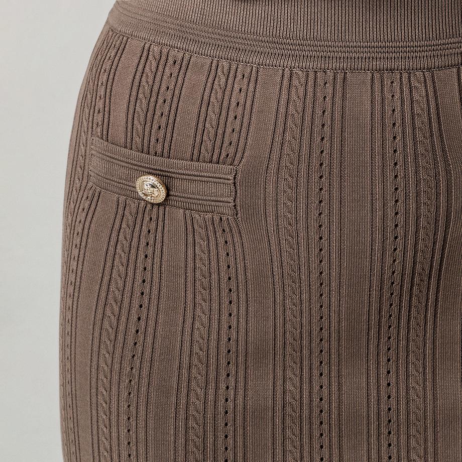 GUESS Jupe midi avec texture côtelée et détails boutonnés  