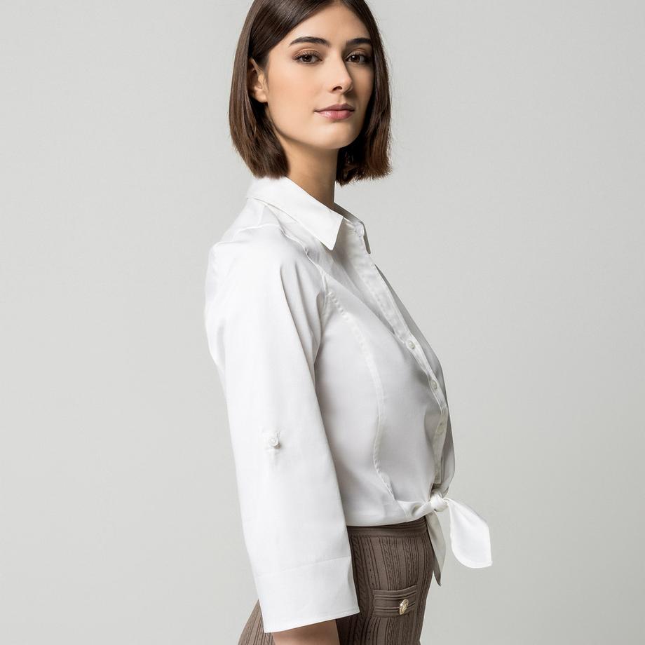 GUESS Weisse Bluse mit Schleife vorne und Dreiviertelärmeln  