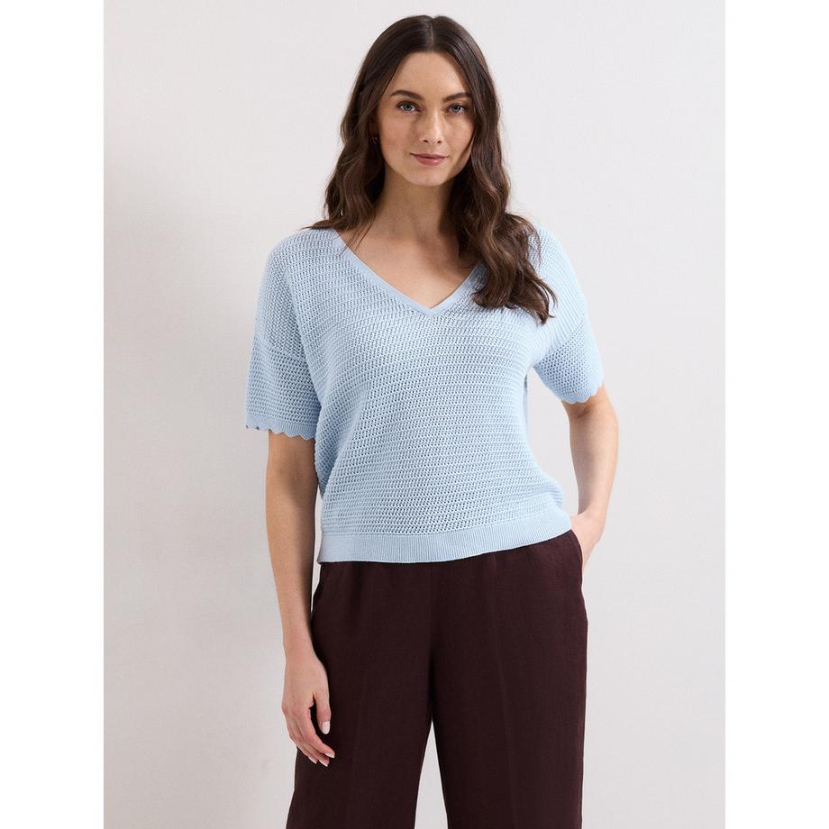 Top, col V, manches courtes