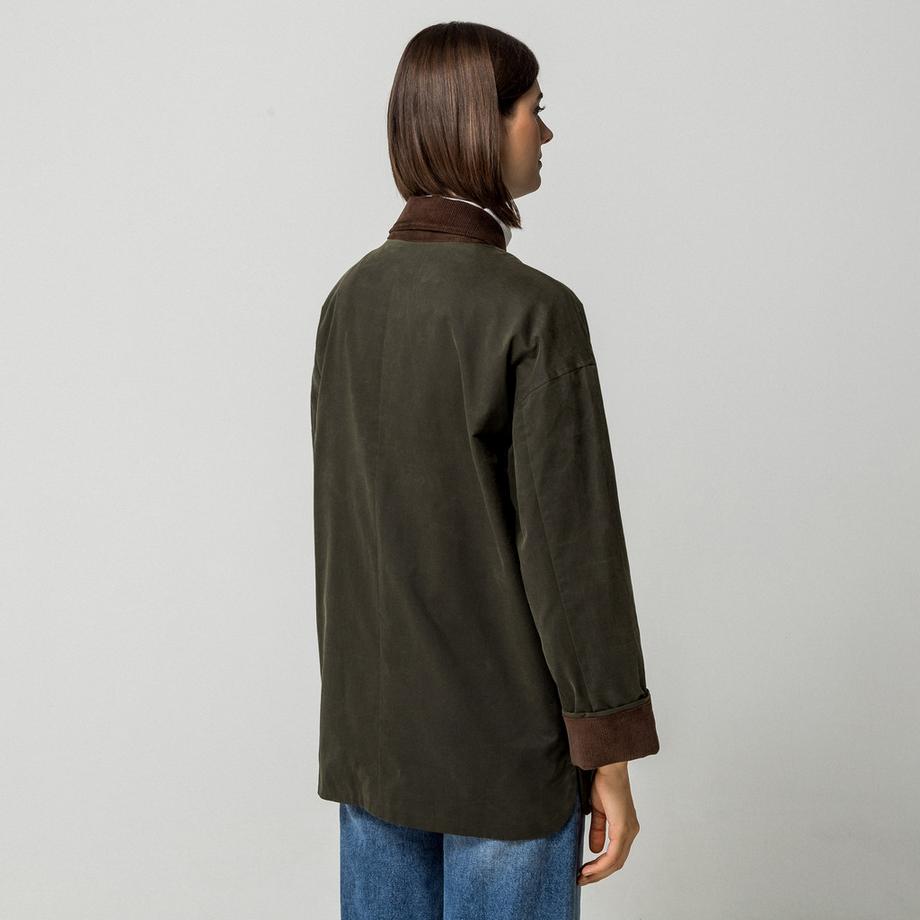 Manor Woman Olivgrüne Jacke mit Cordkragen und -ärmeln  