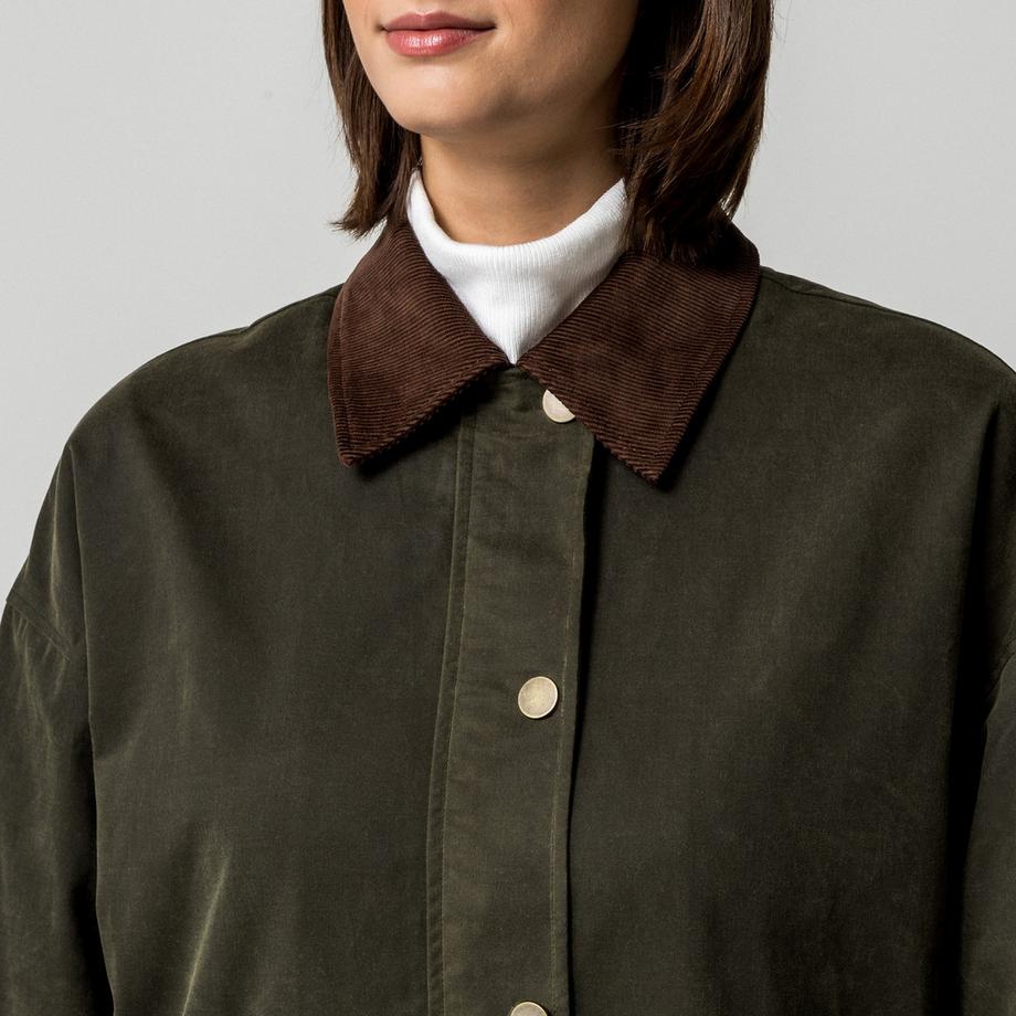 Manor Woman Olivgrüne Jacke mit Cordkragen und -ärmeln  