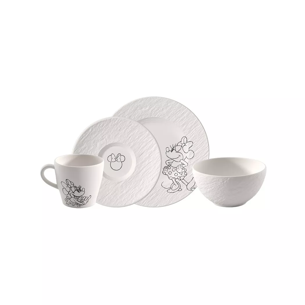 Villeroy & Boch Manufacture Rock Blanc Mickey Mouse 4 Piece Breakfast Set