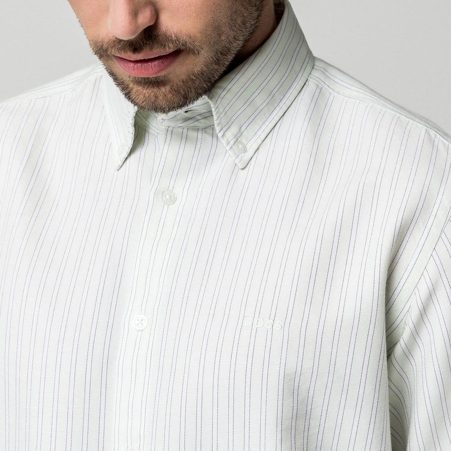 BOSS ORANGE Camicia a maniche lunghe per uomo con motivo a righe e bottoni  