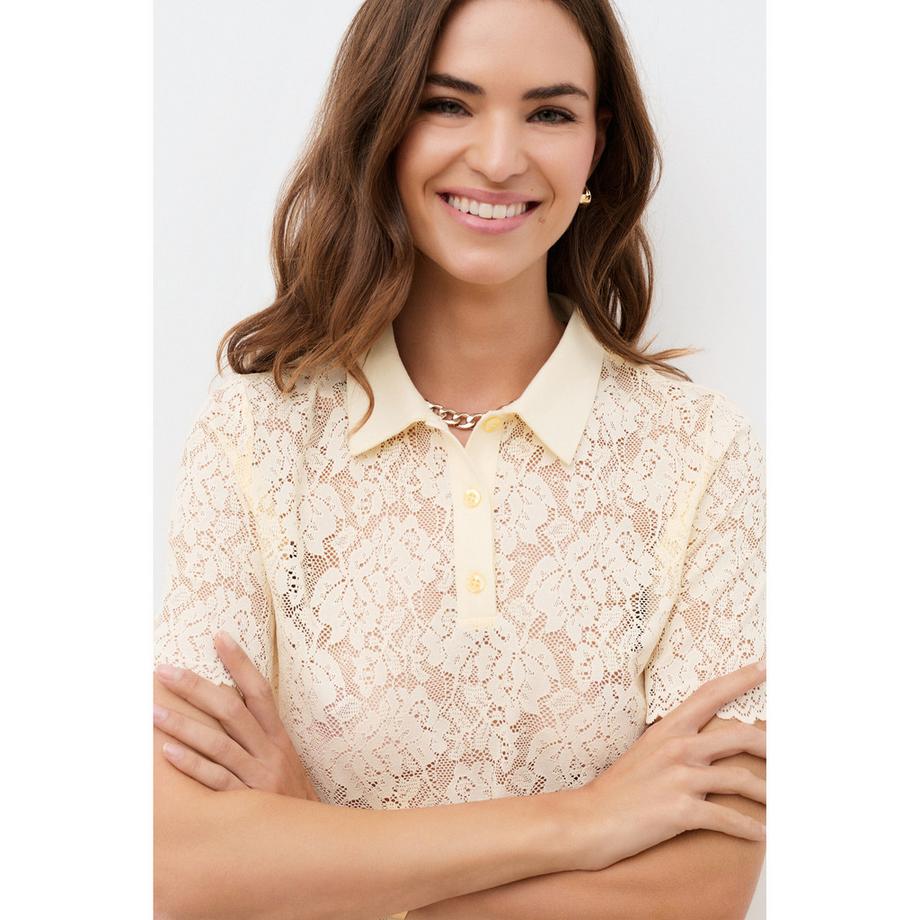 Caroll Spitzen Polo T-Shirt  