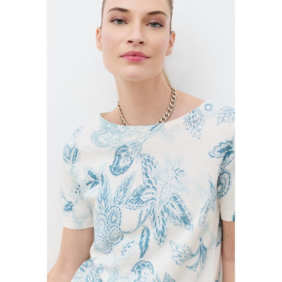 Caroll Pullover mit Blumenmuster Kurzarm  