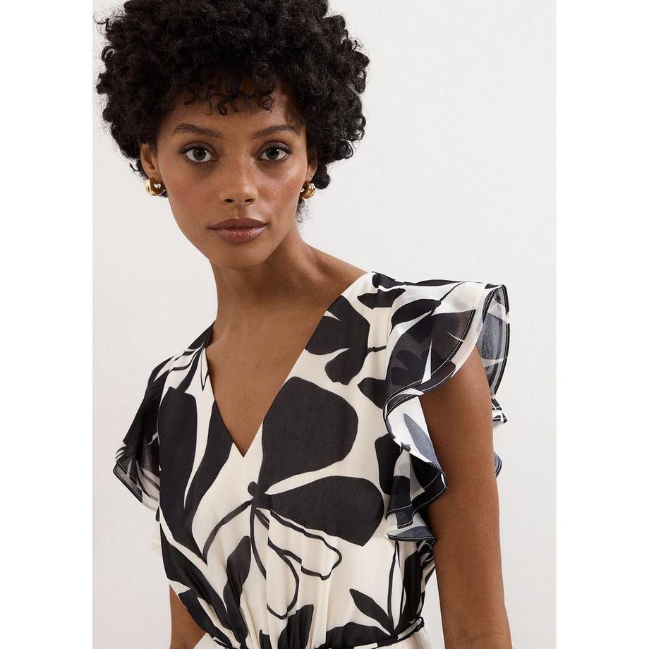Phase Eight Robe longue plissée à imprimé floral  