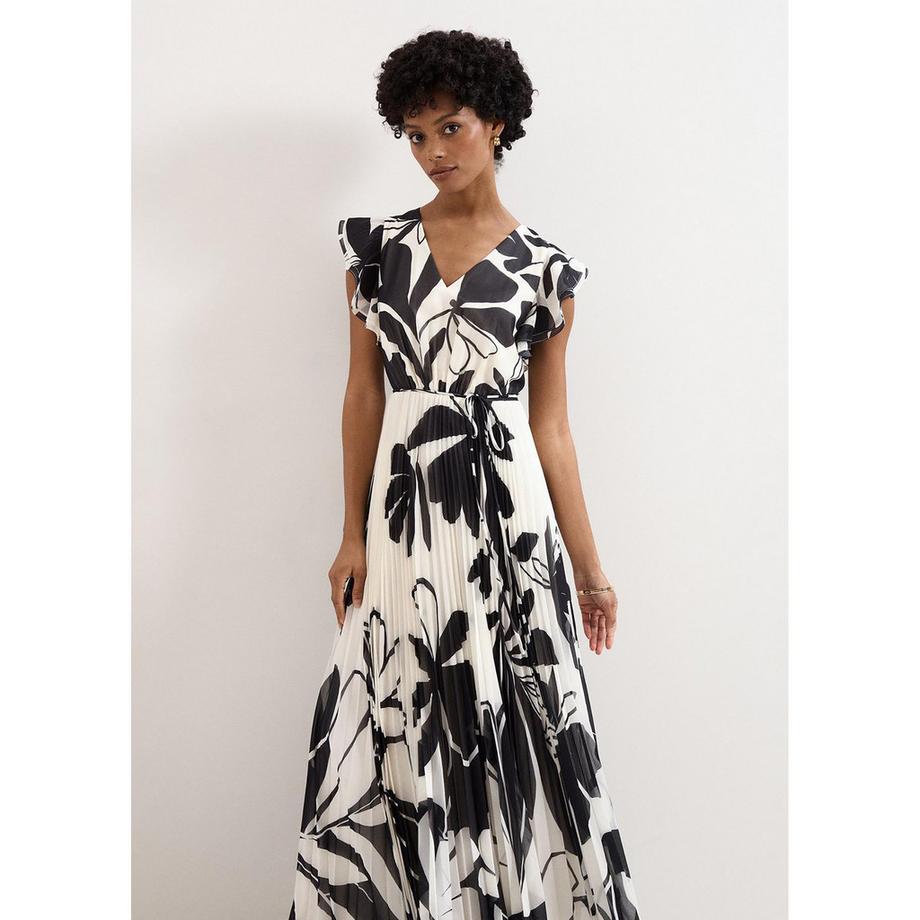Phase Eight Robe longue plissée à imprimé floral  