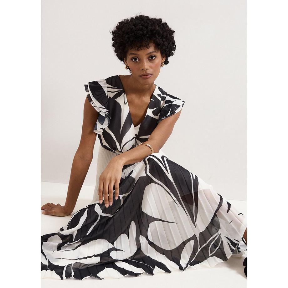 Phase Eight Robe longue plissée à imprimé floral  