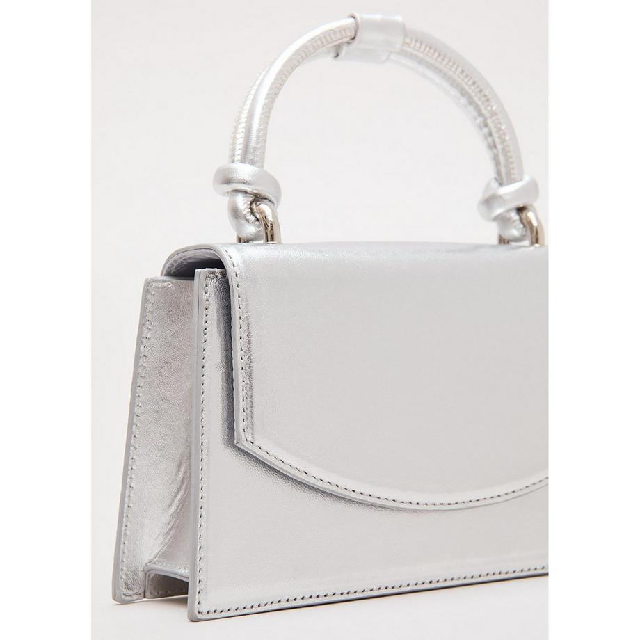 Phase Eight Silberne Metallic Clutch Tasche  