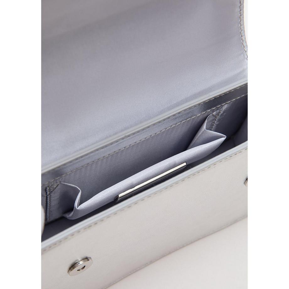Phase Eight Silberne Metallic Clutch Tasche  