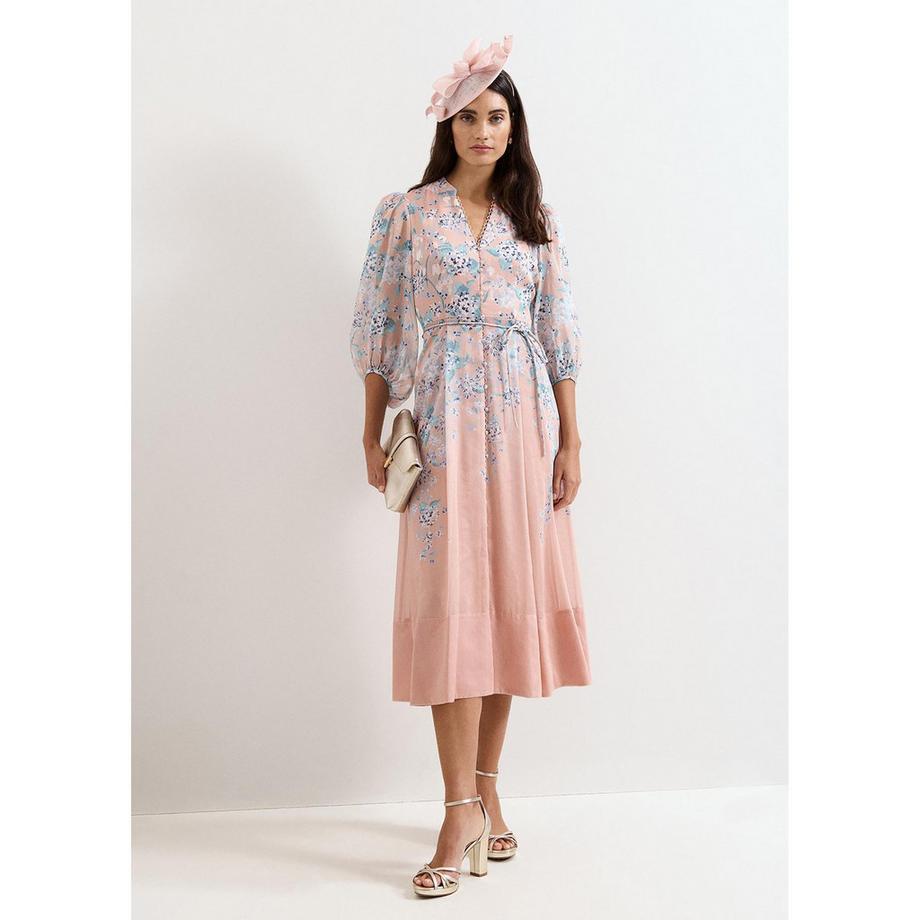 Phase Eight Geblümtes Midi-Kleid  